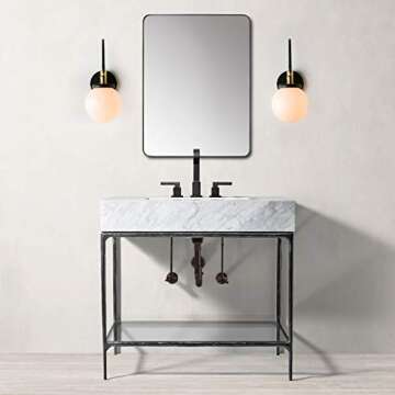 Pathson Swing Arm Wall Light, Modern Adjustable Bedside Lamp Wall Sconce Lighting E26 Base, 4.7" Bas...