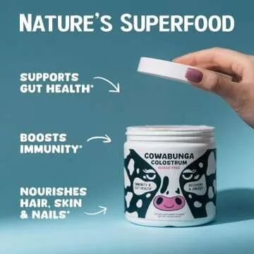 SonoHealth Cowabunga Colostrum - Premium, Pure & Unaltered Colostrum Powder Supplement - for Immune Support, Gut Health, Muscle Recovery & Wellness - Kosher & Halal Certified Calostro