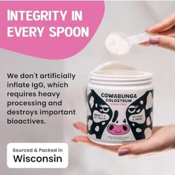 SonoHealth Cowabunga Colostrum - Premium, Pure & Unaltered Colostrum Powder Supplement - for Immune Support, Gut Health, Muscle Recovery & Wellness - Kosher & Halal Certified Calostro