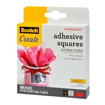 Scotch Adhesive Squares, .45 in x .45 in, 1000 Count, Excellent for All Paper Crafts (009-1000-CFT)