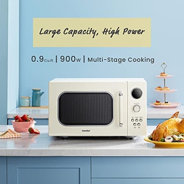 COMFEE CM-M092AAT Retro Microwave with 9 Programs & ECO Mode