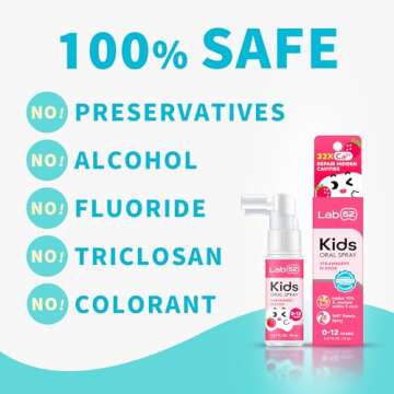 LAB52 Kids Oral Spray Duo Set, Toddler Toothpaste Helper for Cavity Repair and Fresh Breath, Children Anticavity with Fluoride Free for Newborn to Preschoolers, Xylitol (Strawberry & Grape)