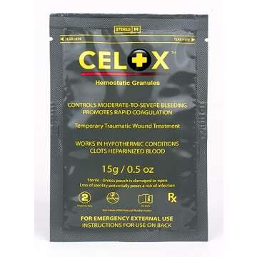 Ever Ready First Aid Combo Pack with Israeli Bandage, Celox Hemostatic Granules and Universal Aluminum Splint