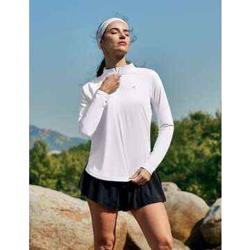 Heathyoga Women's UPF 50+ Long Sleeve Workout Shirts