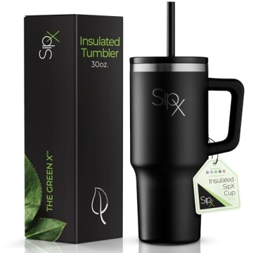 SIPX™ Insulated Tumbler With Lid And Straw, 30oz. Tumbler With Handle Keeps Cold 12 Hours, Water B...
