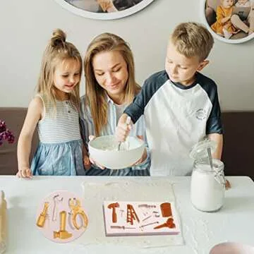 Hand Tool Molds for Chocolate, Silicone Construction Wrench Fondant Mould, 3 Packs Hammer Screwdriver Candy for Car Cake Decoration, Cupcake Topper for Father's Day Birthday Christmas Party