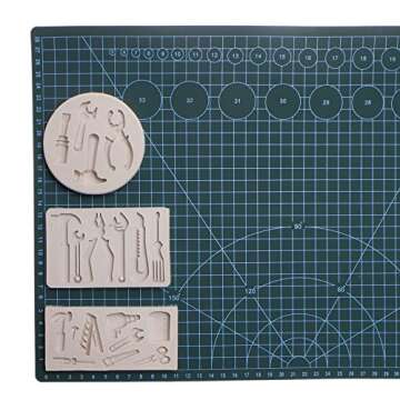 Hand Tool Molds for Chocolate, Silicone Construction Wrench Fondant Mould, 3 Packs Hammer Screwdriver Candy for Car Cake Decoration, Cupcake Topper for Father's Day Birthday Christmas Party