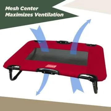 Coleman Elevated Folding Dog Cot, Medium, 20" x 30", Red