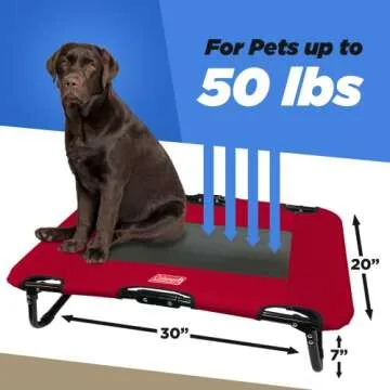 Coleman Elevated Folding Dog Cot, Medium, 20" x 30", Red