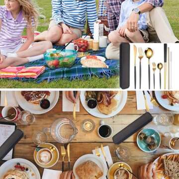 8-Piece Portable Stainless Steel Flatware Set for Travel