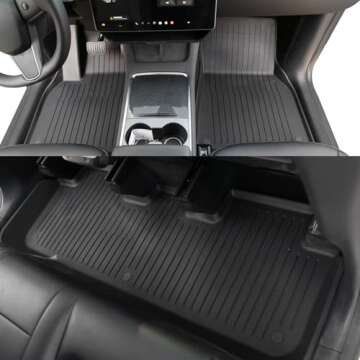Maysoo Floor Mats for Tesla Model Y 2021-2024 2025 (5-Seat) -Waterproof and Non-Slip All Weather TPE Eco Cargo Liner Trunk Floor Mats, A Set of 6 Pcs (Not Fit 7-Seat)