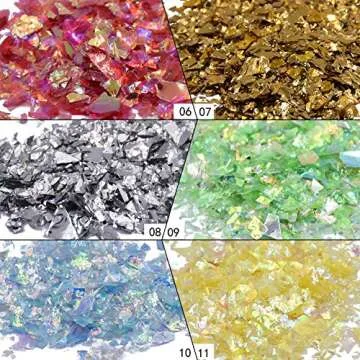 Minejin 12 Color Nail Art Glitter Foil Slices for Crafting