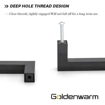 goldenwarm Black Square Bar Cabinet Pulls 10 Pack