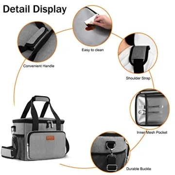 Insulated Femuar Lunch Bag - Grey for Work & Picnics