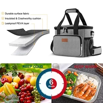 Insulated Femuar Lunch Bag - Grey for Work & Picnics