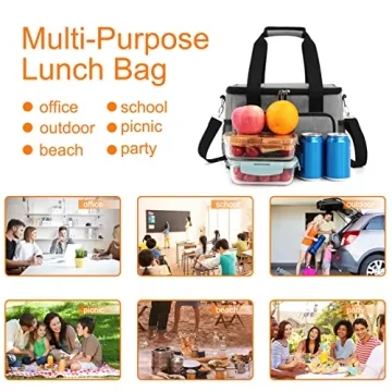 Insulated Femuar Lunch Bag - Grey for Work & Picnics