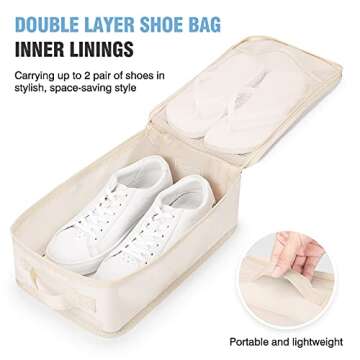 Travel Organizer,Mossio 6 Piece Various Size Durable Packing Cubes Pouch Beige