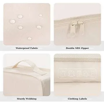 Travel Organizer,Mossio 6 Piece Various Size Durable Packing Cubes Pouch Beige