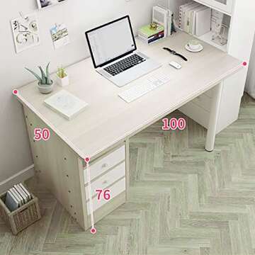hmercy Computer Desk with 3 Drawers - Home Office Desk 39’’ Simple Writing Study Table with Stor...