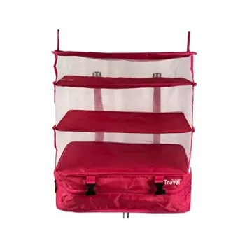 Grand Fusion Stow-N-Go Portable Hanging Travel Shelves - Pink XL, Ultimate Packing Organizer