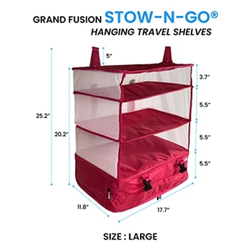 Grand Fusion Stow-N-Go Portable Hanging Travel Shelves Pink XL