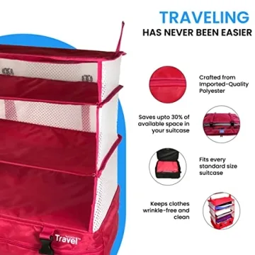 Grand Fusion Stow-N-Go Portable Hanging Travel Shelves Pink XL