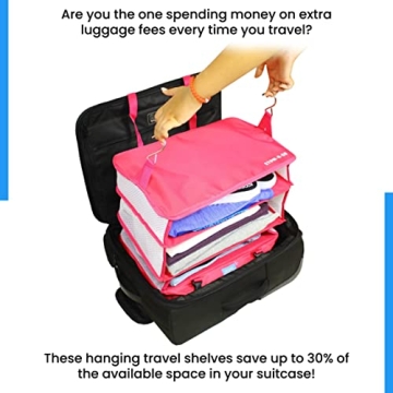 Grand Fusion Stow-N-Go Portable Hanging Travel Shelves Pink XL