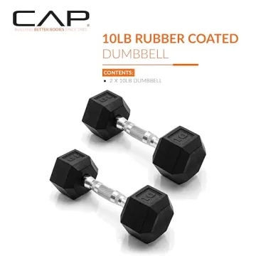 CAP Barbell 10 LB Coated Hex Dumbbell Pair for Workouts