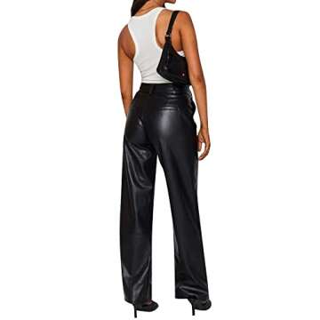 Stylish Swatiek Faux Leather Women's Pants with Pockets