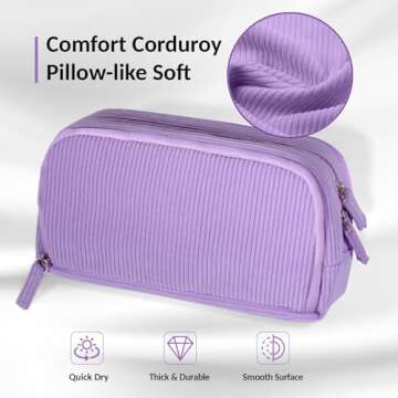 Sooez Big Capacity Pencil Case Pen Pouch, Soft Corduroy Pencil Bag with 3 Compartment, Multiple Pockets, Sturdy Zipper, Cute School Supplies Pen Bag Organizer For Teen Girls College