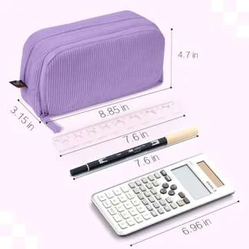 Sooez Big Capacity Pencil Case Pen Pouch, Soft Corduroy Pencil Bag with 3 Compartment, Multiple Pockets, Sturdy Zipper, Cute School Supplies Pen Bag Organizer For Teen Girls College