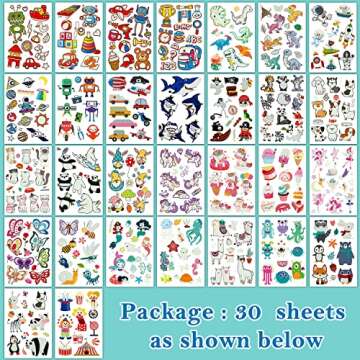 Partywind 380 Styles (30 Sheets) Luminous Tattoos for Kids, Mixed Styles Temporary Tattoos Stickers ...