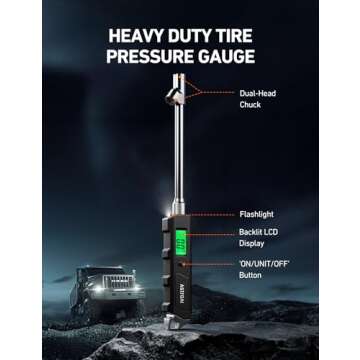 AstroAI Digital Tire Pressure Gauge 230 PSI Heavy Duty Dual Head Stainless Steel Made for Truck and ...