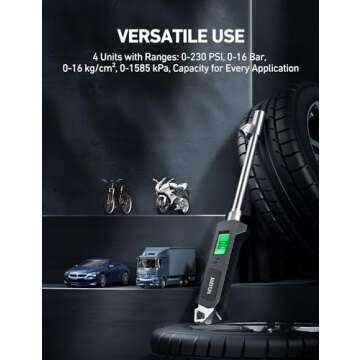 AstroAI Digital Tire Pressure Gauge 230 PSI Heavy Duty Dual Head Stainless Steel Made for Truck and RV with Backlit LCD and Flashlight Car Accessories (1)