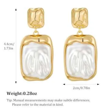 Elegant HESSAWELL Baroque Pearl Dangle Earrings for Women