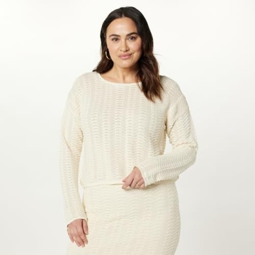 The Drop Women's Makayla Crochet Pullover Birch S