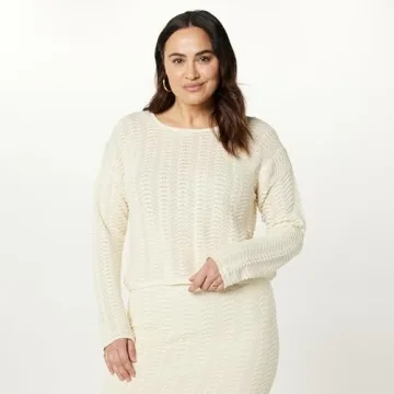 The Drop Women's Makayla Crochet Pullover Birch S