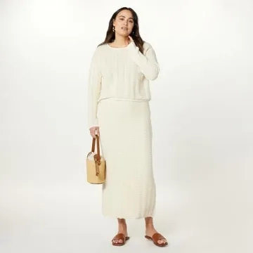 The Drop Women's Makayla Crochet Pullover Birch S