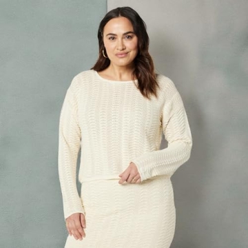 The Drop Women's Makayla Crochet Pullover Birch S