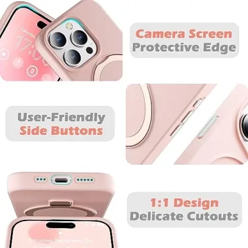 imluckies iPhone 15 Pro Max Silicone Case with Magnetic Stand