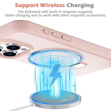 imluckies iPhone 15 Pro Max Silicone Case with Magnetic Stand