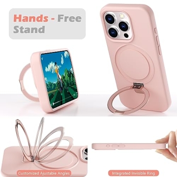 imluckies iPhone 15 Pro Max Silicone Case with Magnetic Stand