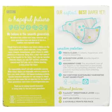 SEVENTH GENERATION Size 5 Value Pack Diapers, 52 CT