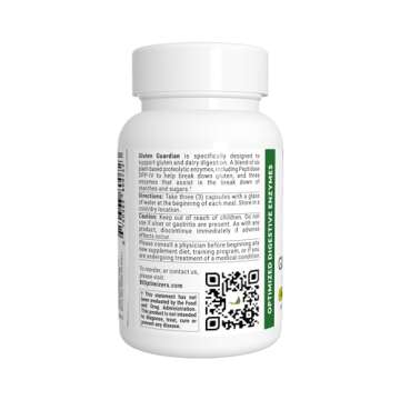 Gluten Guardian 2.0 - A Digestive Enzyme Supplement for Gluten Digestion - Contains DPP-IV to Digest Wheat, Barley & Other Cereal Grains - Helps Prevent Bloating, Gas, and Indigestion - 90 Capsules