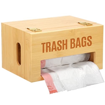 Libreshine Bamboo Garbage Bag Dispenser for Easy Storage