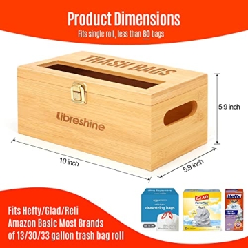 Libreshine Bamboo Garbage Bag Dispenser for Easy Storage