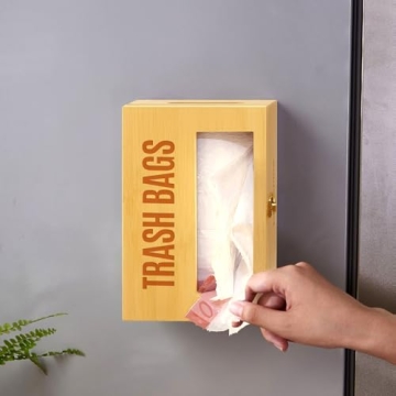 Libreshine Bamboo Garbage Bag Dispenser for Easy Storage