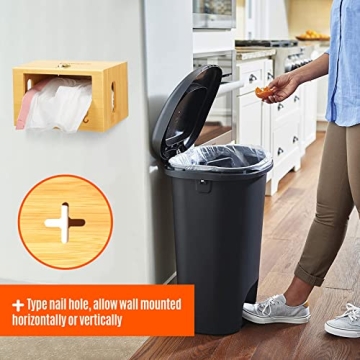 Libreshine Bamboo Garbage Bag Dispenser for Easy Storage