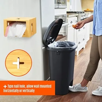 Libreshine Bamboo Garbage Bag Dispenser for Easy Storage