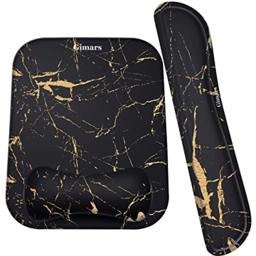 Gimars Elongate Smooth Lycra Fabric Ergonomic Mouse Pad Wrist Support, Gel Memory Foam Cushion Set K...